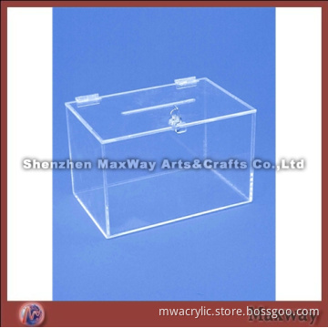 Clear Cubical Medium Acrylic Fundraiser Donation Box